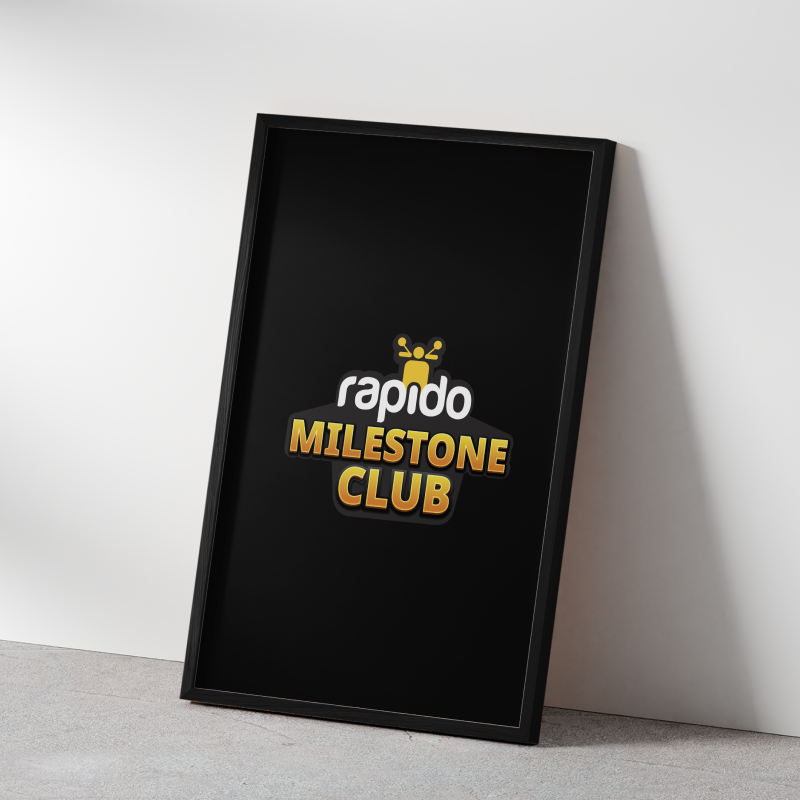 Rapido | Milestone Club | A4 Photo Frame | Black Background