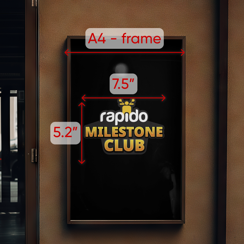 Rapido | Milestone Club | A4 Photo Frame | Black Background