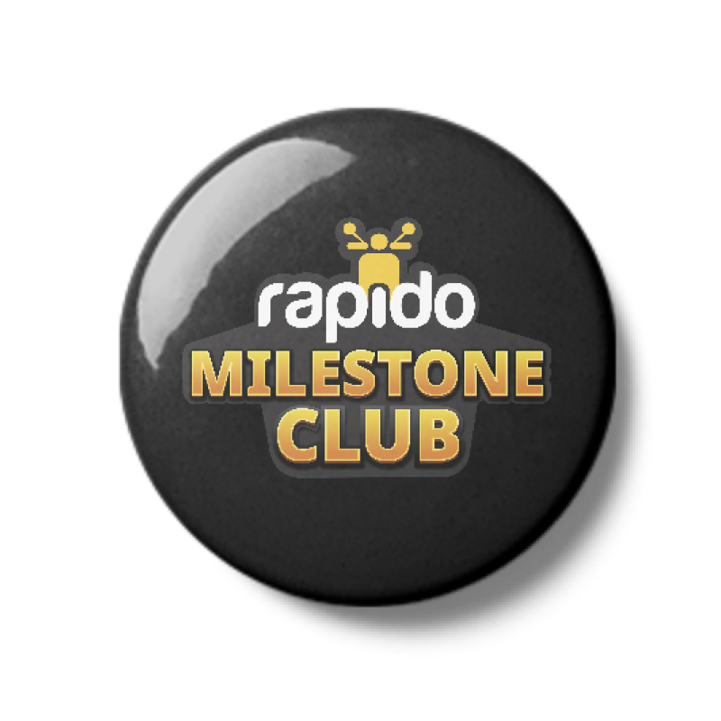 Rapido | Milestone Club | Black Button Badge
