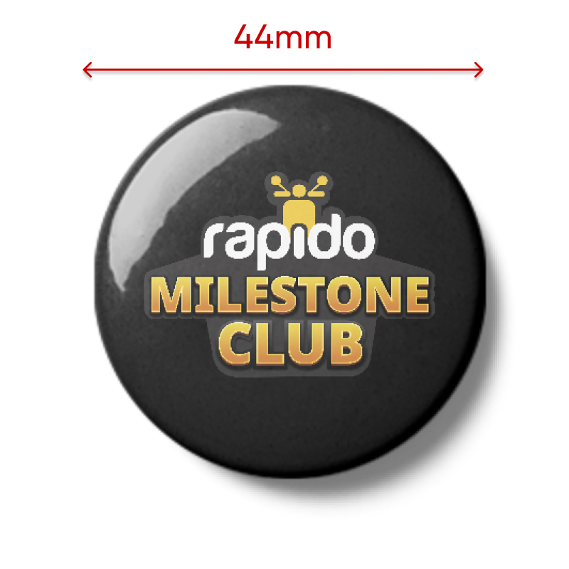 Rapido | Milestone Club | Black Button Badge