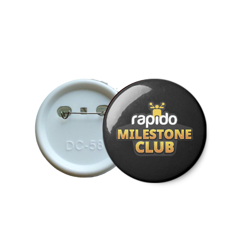 Rapido | Milestone Club | Black Button Badge