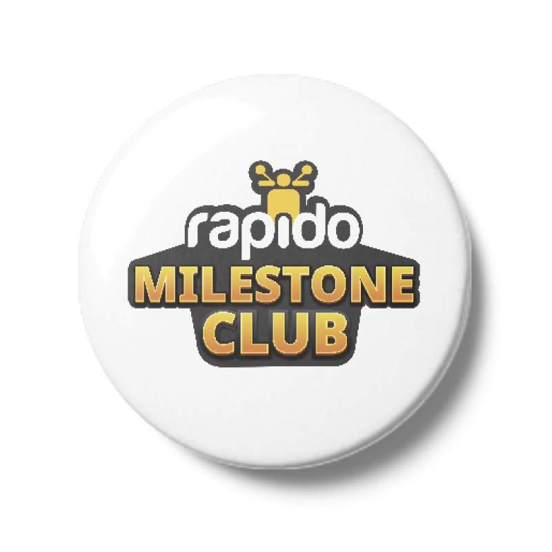 Rapido | Milestone Club | White Button Badge