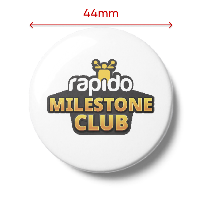 Rapido | Milestone Club | White Button Badge