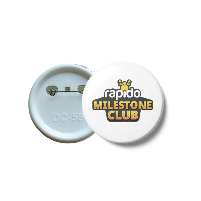 Rapido | Milestone Club | White Button Badge