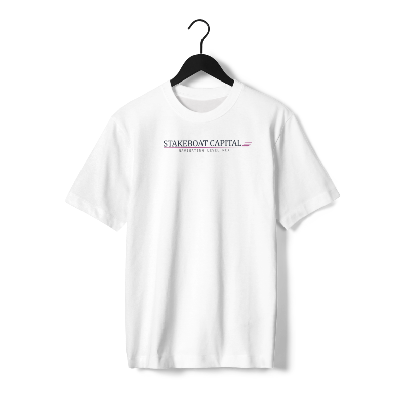 Stake Boat | White Classic Logo | Round Neck Tshirt